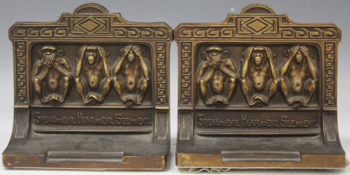 LOT #7504 - PAIR OF BRADLEY & HUBBARD CAST METAL BOOKENDS