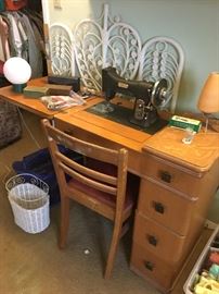White sewing machine and sewing table