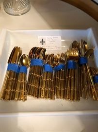 Stanley Roberts gold Bamboo flatware set