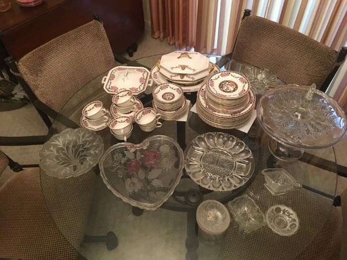 vintage china and glassware