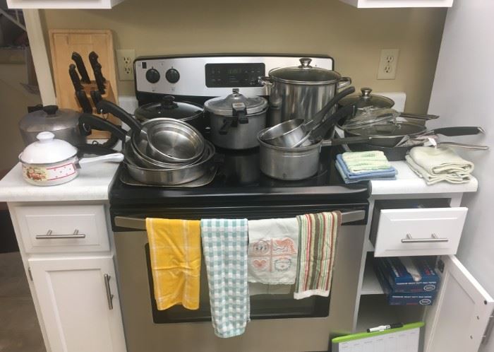cookware (Saladmaster, Presto pressure cooker, Wagner 3 qt. w/lid)