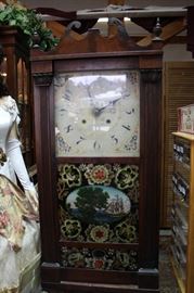 Orrin Hart Crafted Clock 1820-Original wooden works replaced in 1840 with brass works.   Hand Painted RARE 30 hour clock.  Works. 