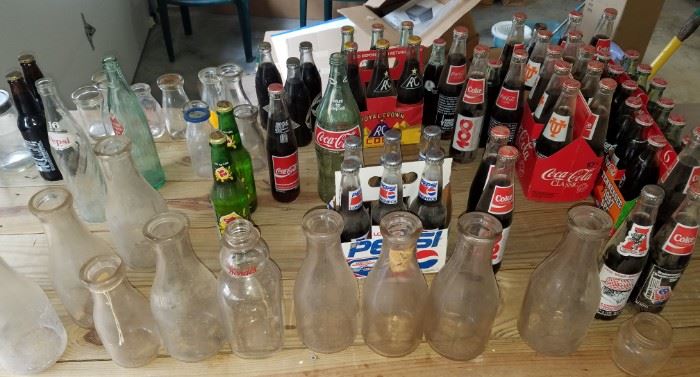Vintage milk bottles, soda bottles