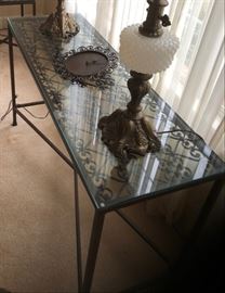 Beautiful iron and heavy glass sofa/entry table