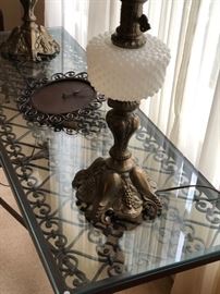 Antique hobnail matching lamps
