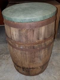 Vintage keg barrel stool with padded top