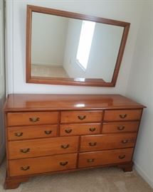 Vintage maple dresser and matching mirror