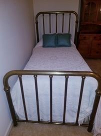 Vintage heavy solid brass twin bed