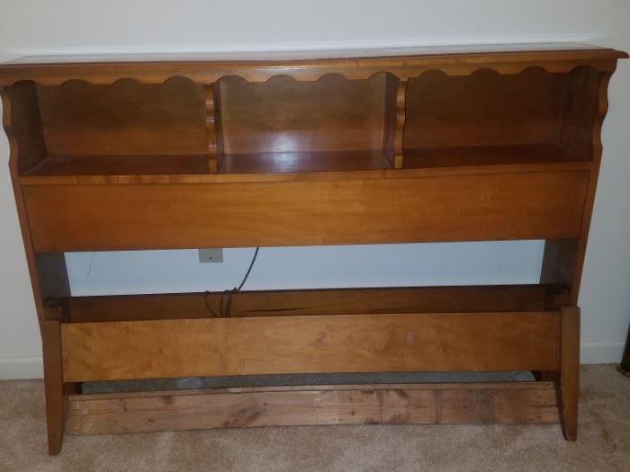 Vintage double headboard (matches dresser and chest of drawers), comes with frame