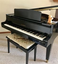 K. Kawai Grand Piano, GE-20.  Beautiful petite 5'1 frame in Black with bench