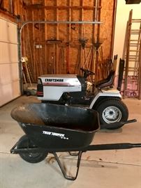 wheel barrel and craftsman lawn mower