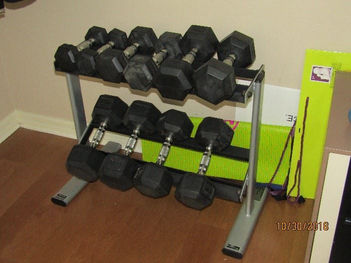 2-5,2-10,2-15,2-20,2-25 SETS OF WEIGHTS AND STAND.. KEYS BRAND
