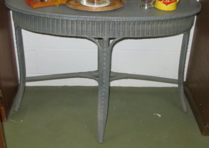 Vintage Oval Wicker Table