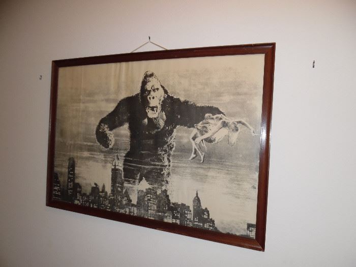 Old framed print of the movie "King Kong"