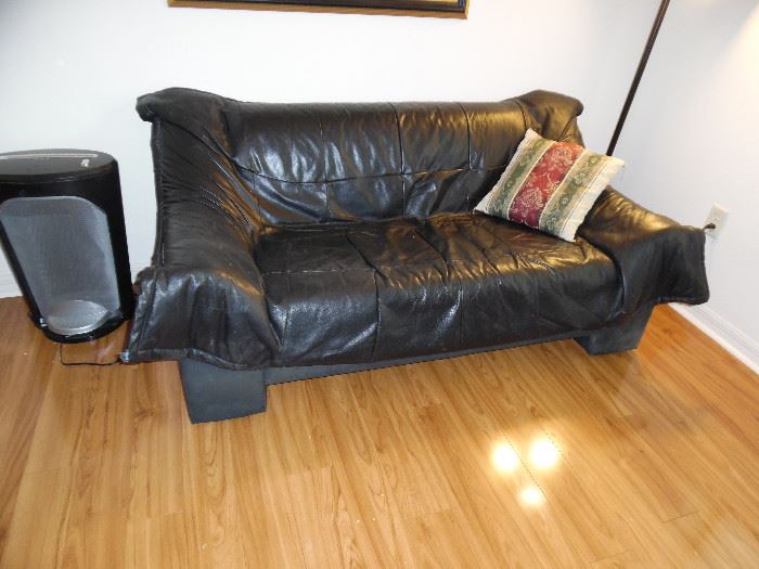 Black Love Seat with leather cover- zips off