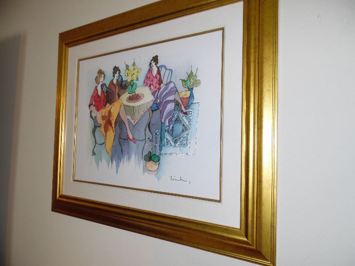 Print by "Tarkay" ladies at  lunch.  Beautifully matted and framed