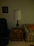 Storage End Tables and Great Heavy Brass Lamps