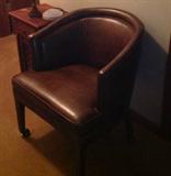 Vintage Rolling Leather Barrel Chair 2 available