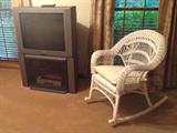 Another TV and Wicker Rocker