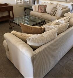 Sofa and Matching Loveseat w Reversible Pillows