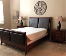 Ashley Queen Bedroom Suite: Padded Sleigh Bed, Dresser w Mirror, Highboy, 2 Nightstands

