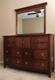 Ashley Queen Bedroom Suite: Padded Sleigh Bed, Dresser w Mirror, Highboy, 2 Nightstands
