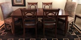 Ashley Dining Table w Leaf, 6 Chairs 
Ashley Upholstered Chairs (match Dining Room fabric) pair 
