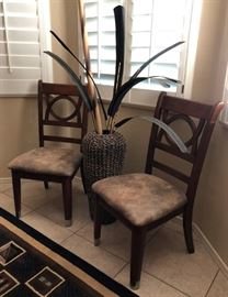 Ashley Dining Table w Leaf, 6 Chairs 
Ashley Upholstered Chairs (match Dining Room fabric) pair 
