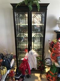 One of 2 Lighted Jasper Curio Cabinets