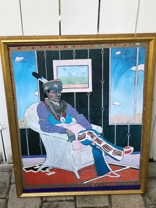 Native American Artist T.C. Cannon Poster- Man in Wicker Chair.
