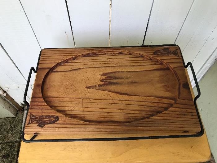 Vintage Wooden Platter for Cooking Fish in Oven