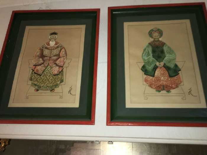 Emperor & Empress Paintings, circa 1940's.