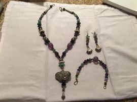 Set of antique chinese beads jade amethyst $158