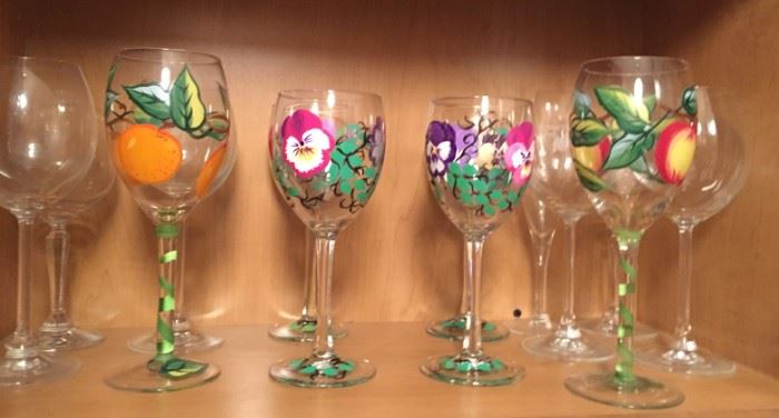 Painted wine glasses.