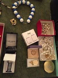 Selection of costume jewelry.