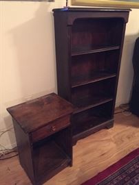 Bookshelf and small cabinet.