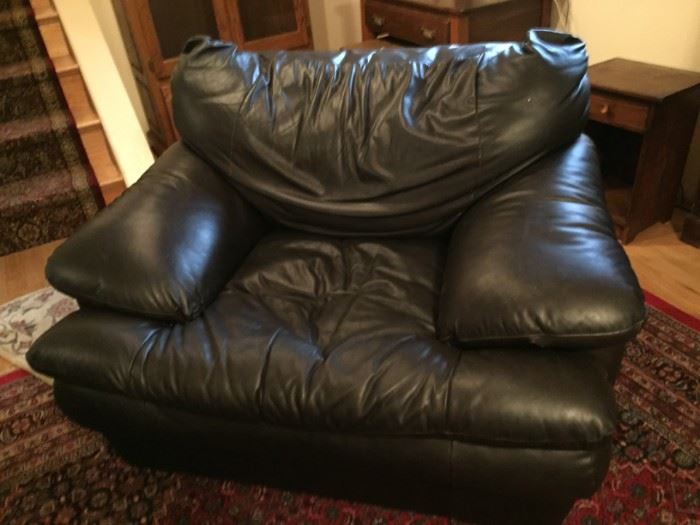 Leather oversized armchair.