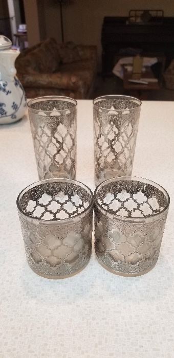 Vintage Silver embellished glassware