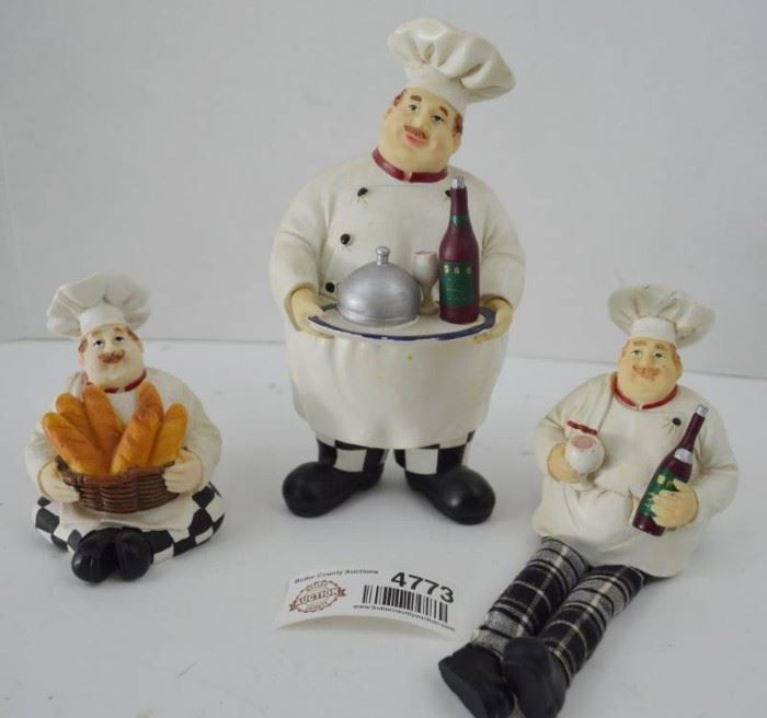 3 Chef Kitchen Decor Figurines