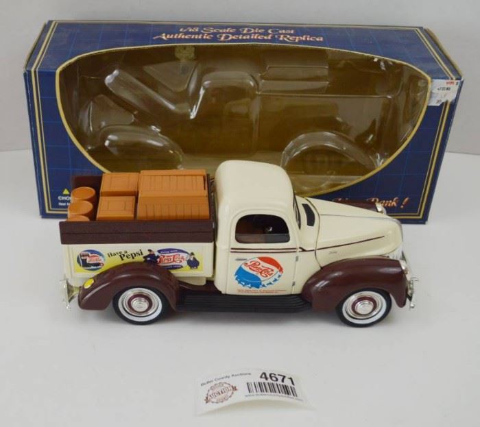 Pepsi Die Cast Coin Bank Truck W Key 1 18 Scale