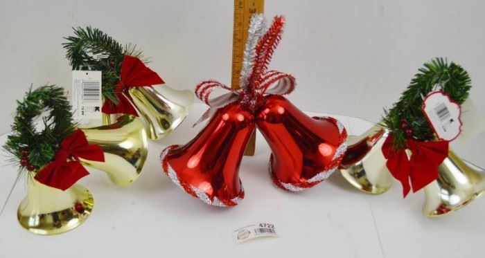 Plastic Christmas Decor Bells New With Tags 3 Gold ...