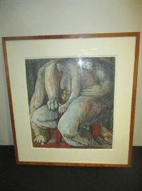 Eve Whitaker, The Red Stool, framed, artwork