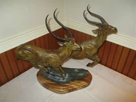 Rick Taylor, bronze, antelopes, titled Okavango 1989.