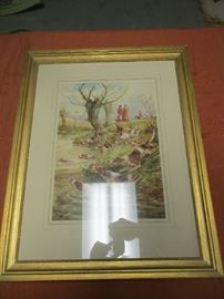 Arthur A Davis, framed hunting print