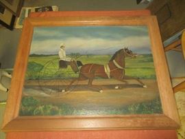 E Clarkson, signed and framed, horse and buggy