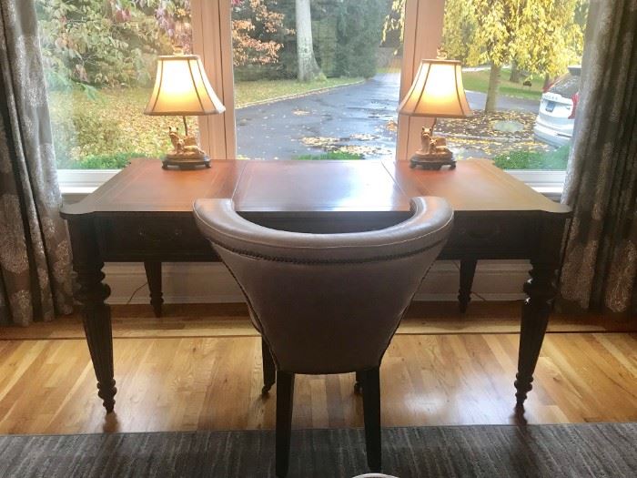 Charming Ethan Allen Desk with Leather Top