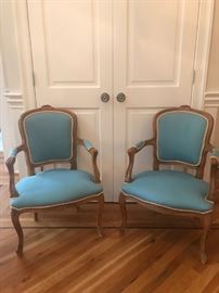 Pair of Charming French Style Chairs in Robin Blue