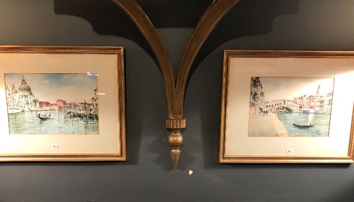 A pair of Italian paintings circa 1850 of Venice
