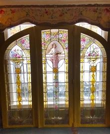  Incredible three panels stain glass that came out of a home in Corinth Downs