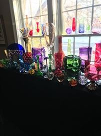 A collection of beautifuly coloured glass most pieces hand blown 
